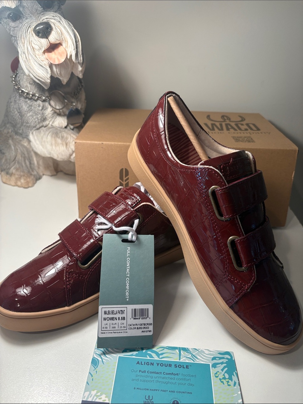 Revitalign burgundy Croco Malibu Bella patent shoe new inbox